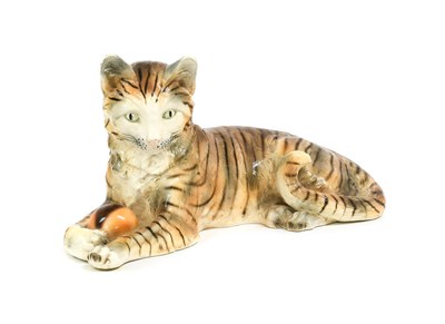 Lot 237 - A Sitzendorf Porcelain Cat, circa 1880,...