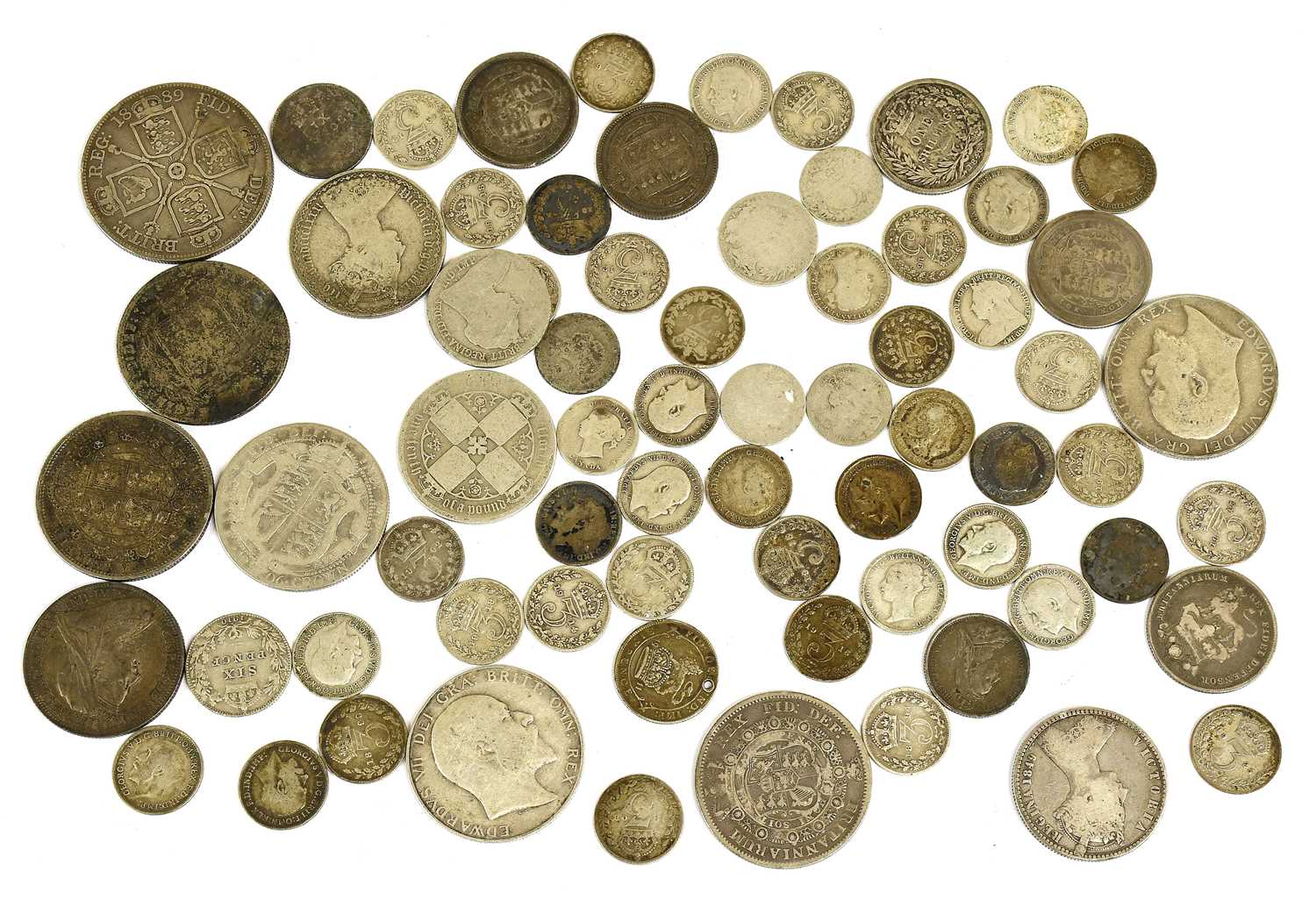 Lot 79 - Mixed British Pre-1920 Silver Coins, sterling...