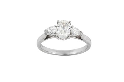 Lot 2076 - A Platinum Diamond Ring the oval cut diamond...
