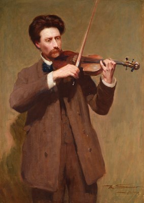 Lot 1084 - Mark Senior (1862-1927) "The Violinist" -...