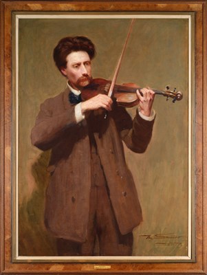 Lot 1084 - Mark Senior (1862-1927) "The Violinist" -...