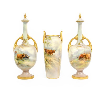 Lot 224 - A Royal Worcester Porcelain Three-Piece...