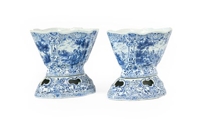 Lot 238 - A Pair of Delft Bulb Pots and Stands, 19th...