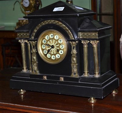 Lot 260 - Black slate mantel clock