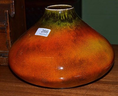 Lot 266 - Peggy Davies Ceramics lantern shaped vase in amber and fern