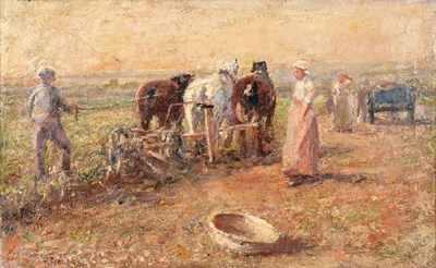 Lot 1087 - Harry Fidler RBA, ROI (1856-1935) Ploughing...