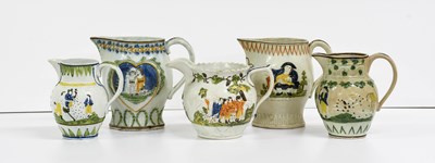 Lot 258 - A Prattware Jug, circa 1800, moulded with...