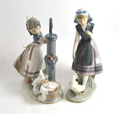 Lot 279 - Two Lladro figural groups 'Summer on the Farm' 05285 and 'Aracely with ducks' 5202, both boxed