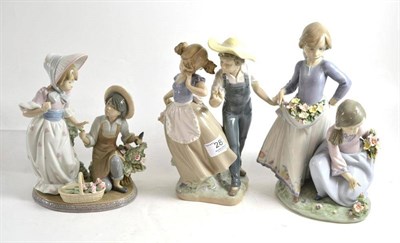 Lot 281 - Three Lladro groups; 'Friendship in Bloom' 05893, 'For You' 5453, 'Love in Bloom' 5292, all...