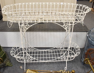 Lot 1079A - Victorian Wirework Two-Tier Planter, 105cm by...