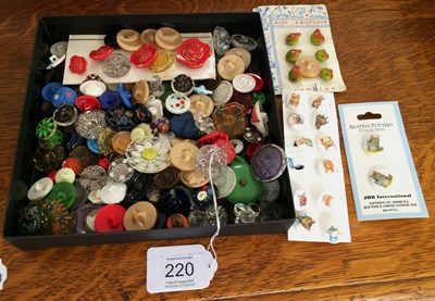 Lot 220 - Mainly Early 20th Century Glass Buttons, in a...