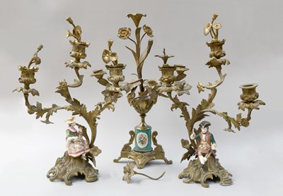 Lot 317 - A Pair of 19th Century Ormolu and Porcelain...