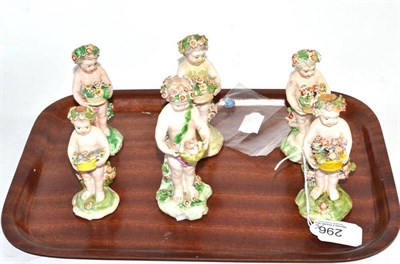 Lot 296 - Six Derby type porcelain figurines (restorations)