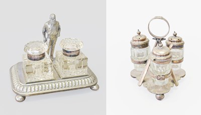 Lot 116 - A Victorian Silver Plate Inkstand, 19th...