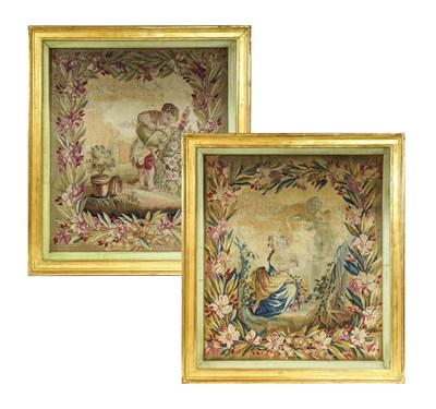 Lot 241 - A Pair of Tapestry Panels, probably Beauvais,...