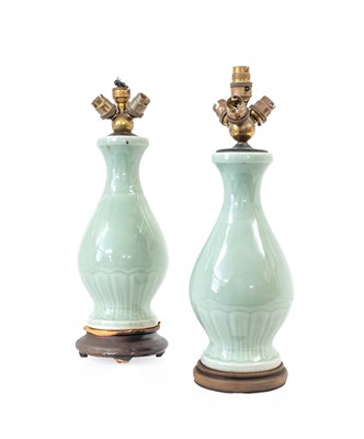 Lot 71 - A Pair of Chinese Celadon-Glazed Vases, in...