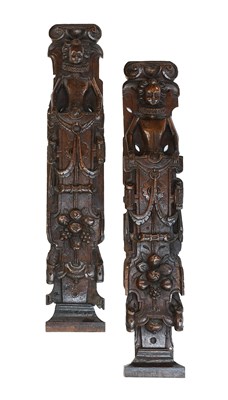 Lot 297 - A Pair of English Carved Oak High Relief...