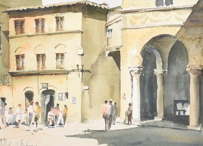 Lot 1003 - Michael Aubrey (b.1940) Piazza in Pienza...