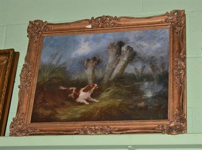 Lot 321 - Circle of Edward Armfield (1817-1896) Two Spaniels Chasing a Duck, oil on canvas, 45cm by 59cm