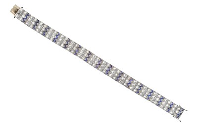 Lot 2095 - An Art Deco Sapphire and Diamond Bracelet...