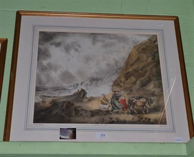 Lot 324 - After George Morland (1763-1804), 'Landing the Catch', watercolour