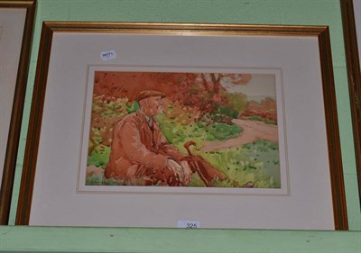 Lot 325 - Frederick (Fred) Lawson (1888-1968) 'The Road Side', signed and dated 1915, watercolour, 25cm...