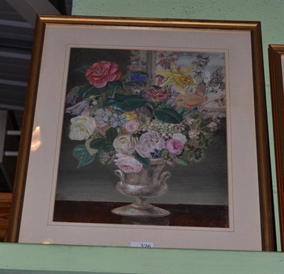 Lot 326 - Edward Beibig, Still Life of Flowers in an Urn, signed and dated 1844, pastel and oil