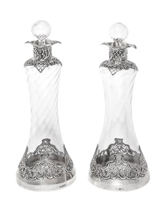 Lot A Pair of Edward VII Silver-Mounted Glass Decanters