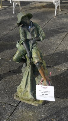 Lot 1089 - A Cast Patinated Metal Garden Statue, of a boy...