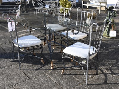 Lot 1071 - A Cast Metal French Patio Set, comprising a...