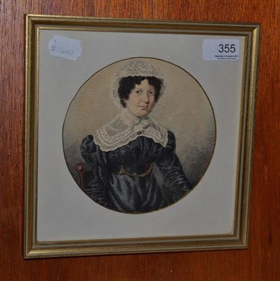 Lot 355 - Edward Heath, a portrait of Mrs Nicholson, signed EH and dated 1825, pencil and watercolour