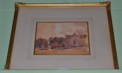 Lot 357 - Fred Lawson (1888-1968) Old Church, Castle Bolton, watercolour over pencil, 18cm by 24cm