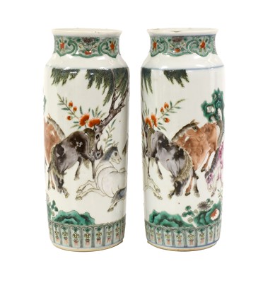 Lot 118 - A Pair of Chinese Porcelain Rolwagen Vases, in...