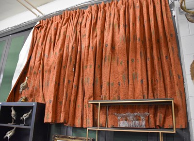 Lot 1132 - Modern Chenille Type Curtains, comprising two...