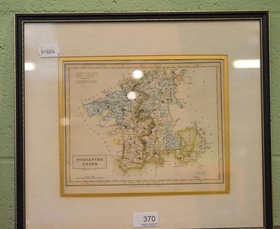 Lot 370 - Framed map of Worcestershire dated 1832