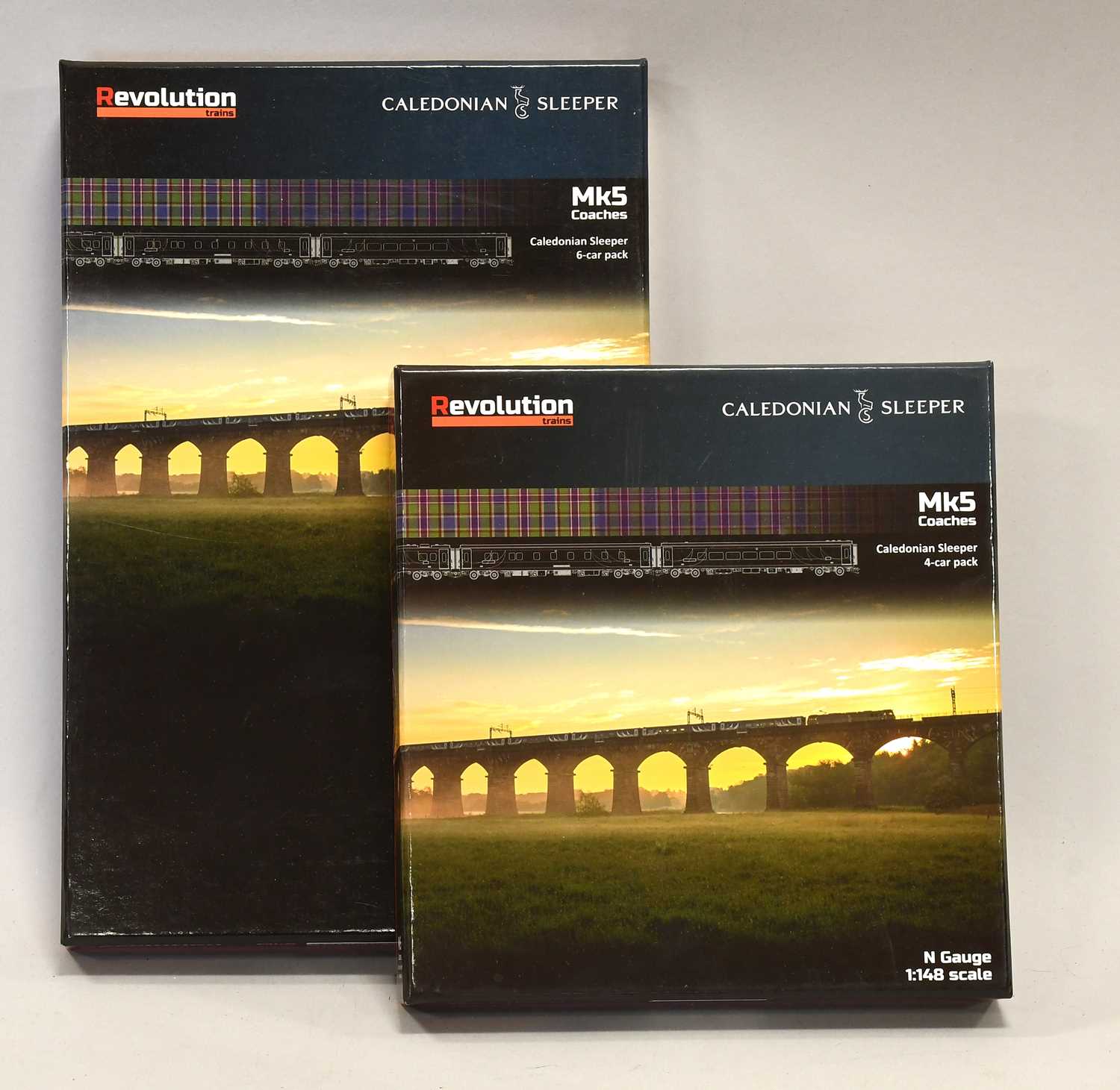 Lot 147 - Revolution Trains N Gauge Caledonian Sleeper Mk5 Coaches 6-Car Pack