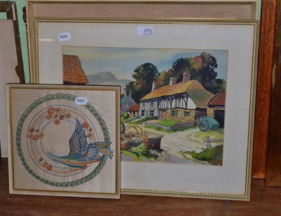 Lot 375 - James Priddey 'Lower Kilburn', signed watercolour, together with J.A. Lyons, A Boat at Sunset,...