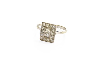 Lot 459 - A Diamond Cluster Ring, the rectangular plaque...