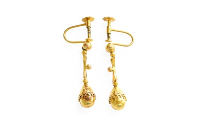 Lot 400 - A Pair of Drop Earrings, with screw fittings,...