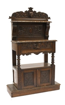 Lot 1253 - A Victorian Carved Oak Buffet/Side Cabinet of...