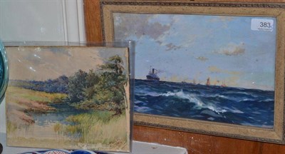 Lot 383 - Attributed to Walter Thomas (1894-1971) Passenger Ships and Steamboats on the Open Sea,...