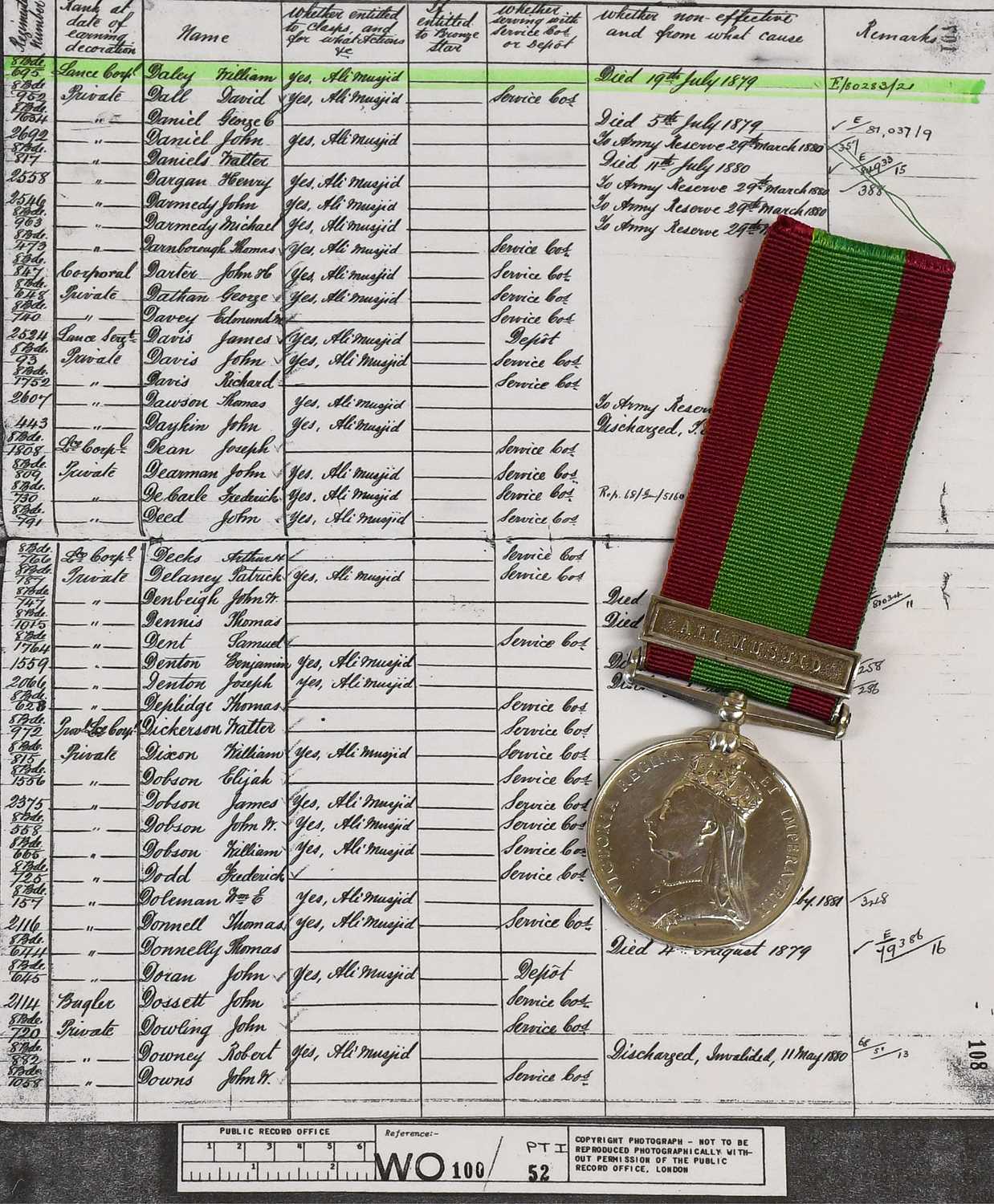 Lot 164 - An Afghanistan Medal, 1878-80, with clasp ALI...