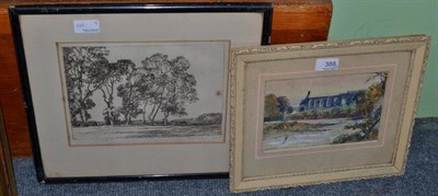 Lot 388 - Fred Lawson (1888-1968), Castle Bolton, watercolour and an etching by George Graham entitled...