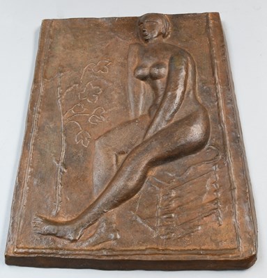 Lot 308 - An Art Nouveau Bronze Plaque, initialled MK,...