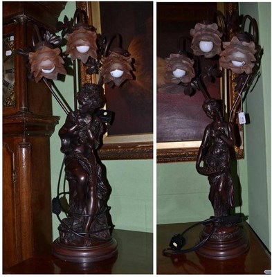 Lot 402 - Pair of modern figural table lamps and shades