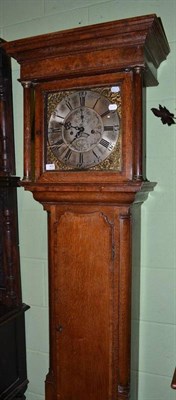 Lot 403 - Oak longcase clock with brass and silvered dial inscribed Collier Chapell