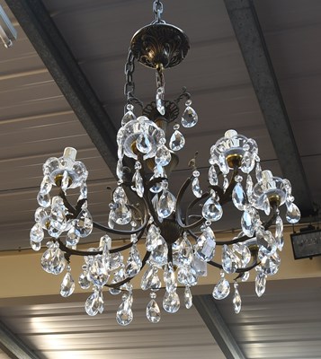 Lot 1227 - Eight Branch Chandelier, with glass drops,...