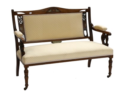 Lot 1280 - A Edwardian Inlaid Walnut Two Seater Sofa,...