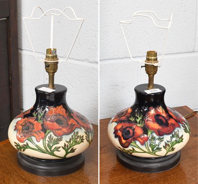 Lot 339 - A Pair of Modern Moorcroft Pottery Table Lamps,...