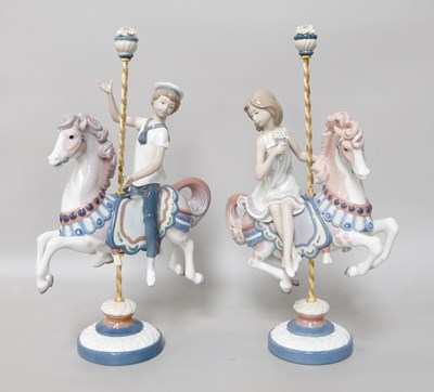 Lot 231 - Two Lladro Porcelain Figures "Girl on Carousel...